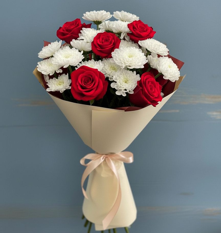 Букет цветов из: Розы и Хризантемы в Мармашах