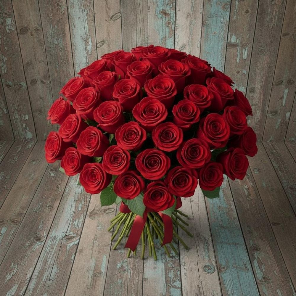 Букет 55 Красных роз Фридом в Мармашах