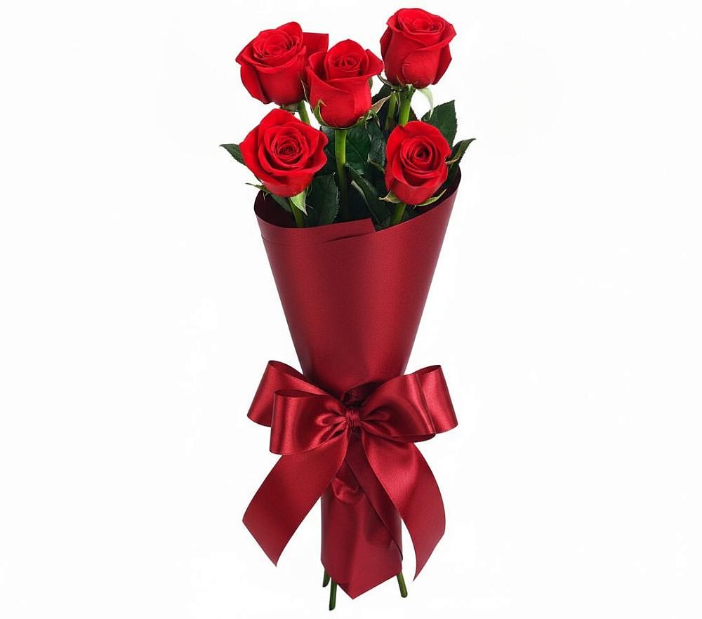 Букет 5 Красных роз Эдлесс Лав в Мармашах