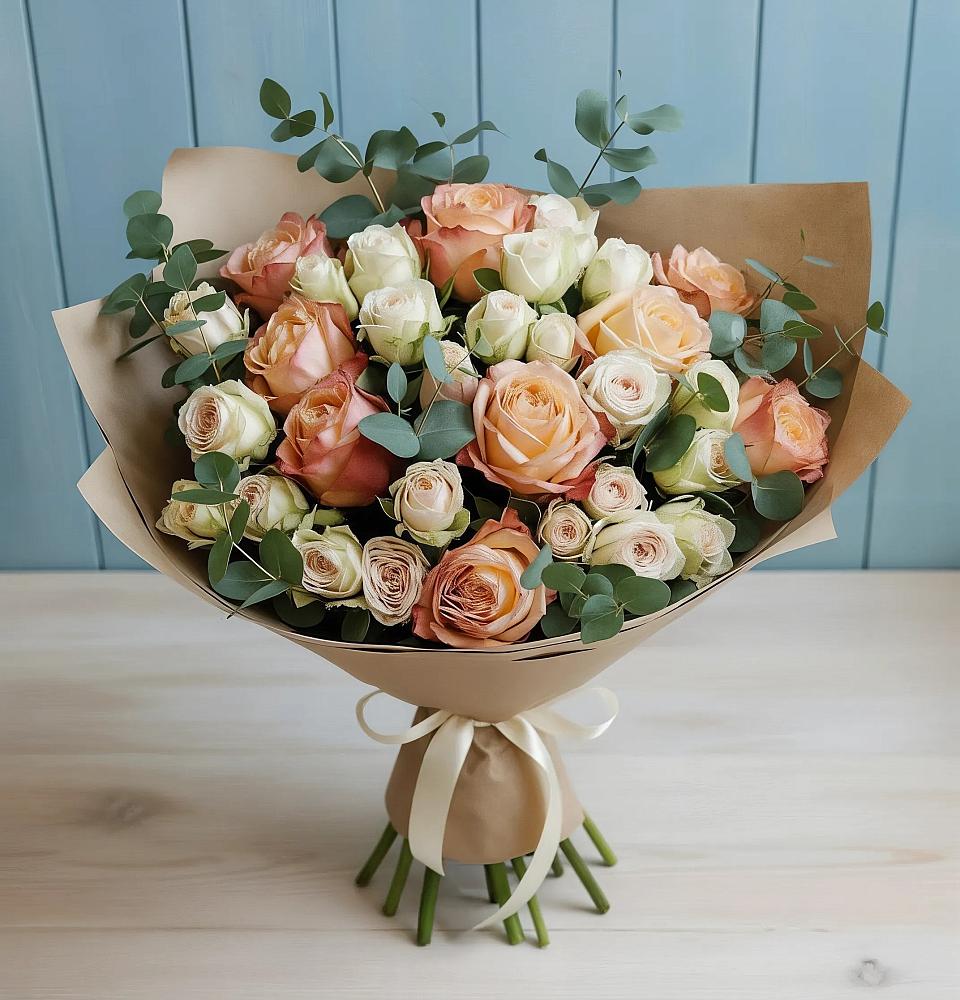 Букет цветов из: Альстромерии и Розы в Мармашах