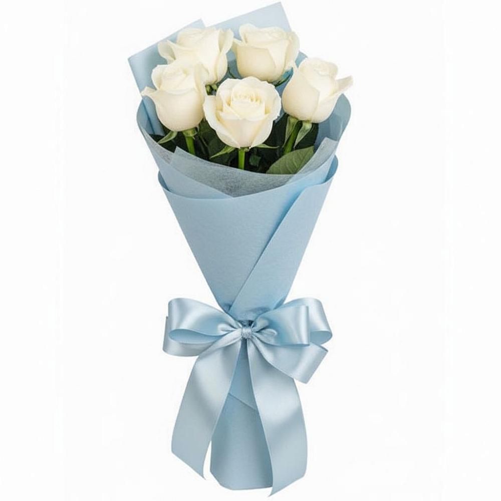 Букет 5 Белых роз Проуд в Мармашах