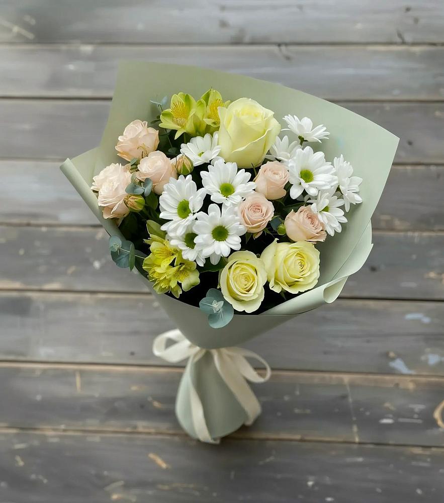 Букет цветов из: Альстромерии, Розы и Хризантемы в Мармашах