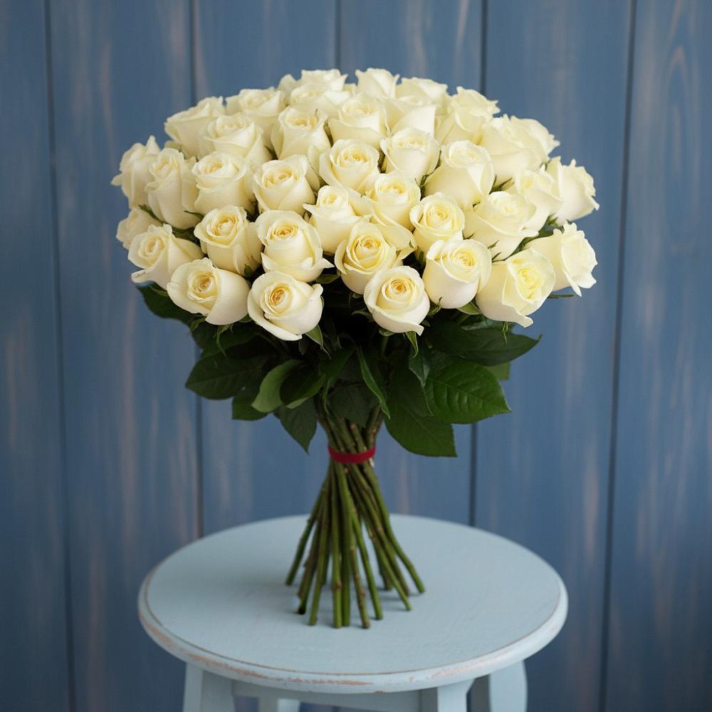 Букет 51 Белая роза Эдлесс Лав в Мармашах