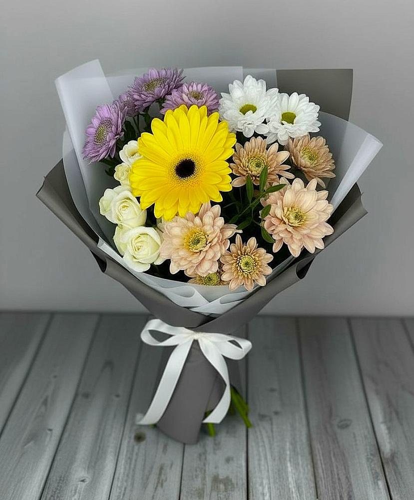 Букет цветов из: Розы, Герберы и Хризантемы в Мармашах
