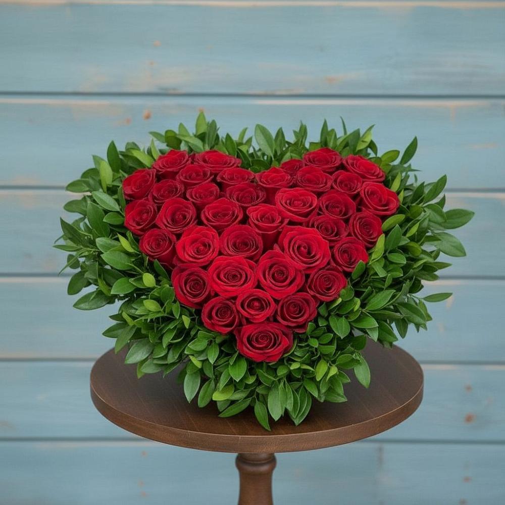 Цветочная композиция из Розы в виде сердца в Мармашах