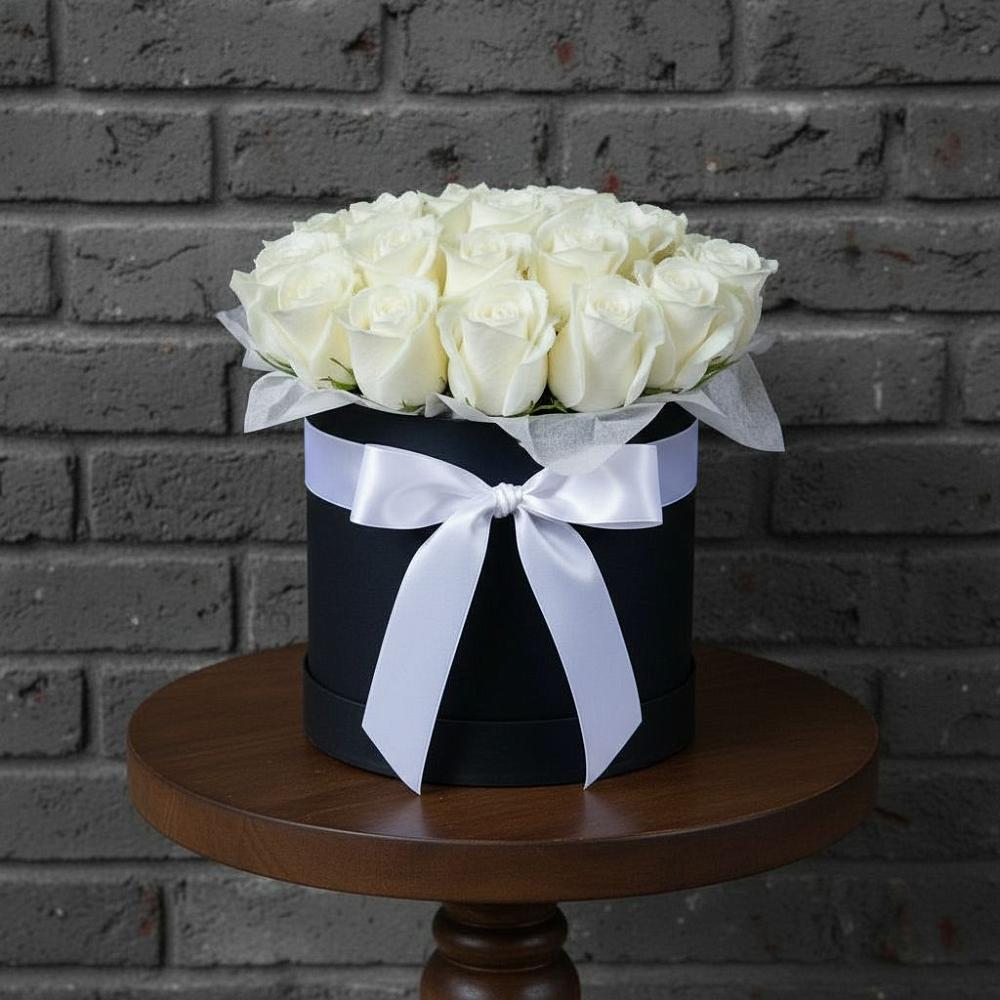 Цветочная композиция из Розы в шляпной коробке в Мармашах